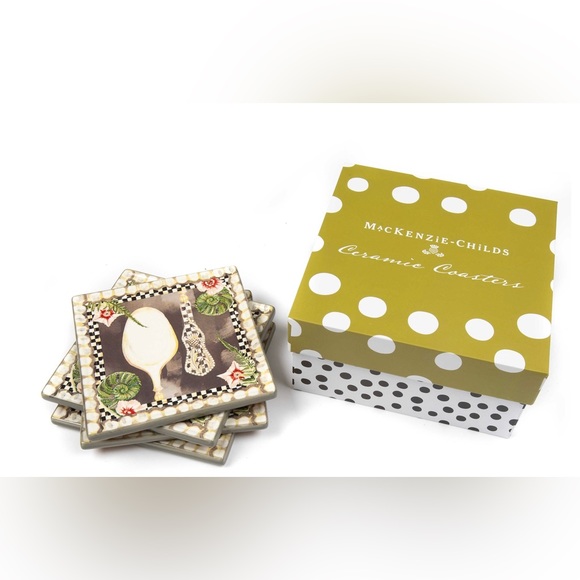 MacKenzie-Childs Bon Appetit Ceramic Coasters - Set of 4 ✨NIB✨ - Picture 5 of 8